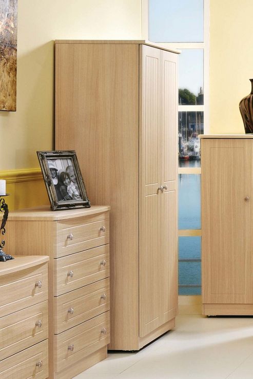 Image of Welcome Furniture Warwick Plain Midi Wardrobe - Light Oak - 127cm H