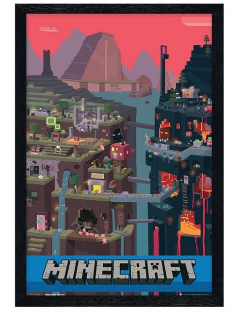 Image of Black Wooden Framed Minecraft World Poster
