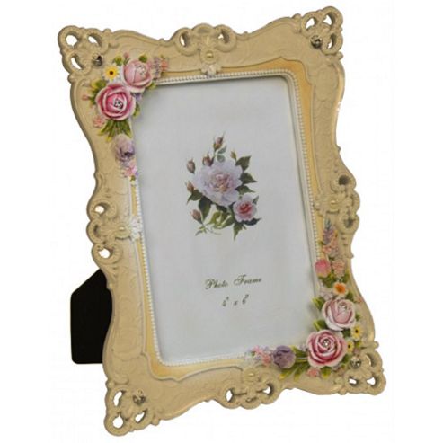 Image of Lace - Decorative Roses Photo Frame - White / Pink
