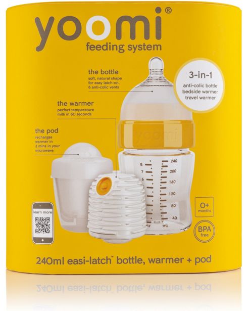 Image of Yoomi Feeding System 240ml Easi-latch Bottle, Warmer + Pod 3 In 1 Anti-colic Bottle, Bedside Warmer, Travel Warmer