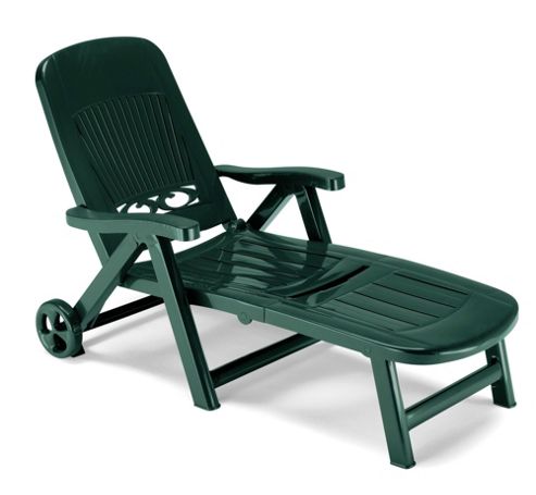 Image of Scab Splendido Folding Bed Sun Lounger With Wheel - Forest Green
