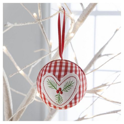 Image of Gisela Graham Fabric Scandi Heart Design Hanging Decoration