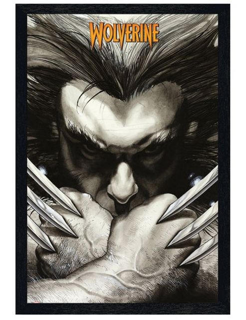 Image of Black Wooden Framed Marvel Comics Wolverine Claws Poster