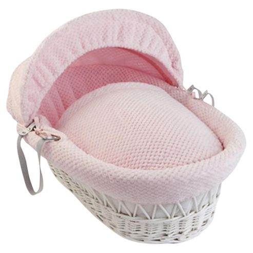 Image of Clair De Lune Honeycomb white Wicker Moses Basket