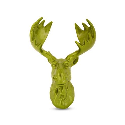 Image of Bright Coloured Wall Mountable Moose Head Ornament In Green