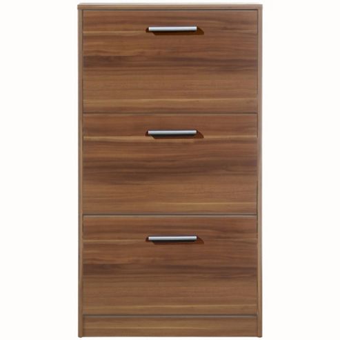 Image of 3 Flip Door Shoe Storage Cabinet - Walnut