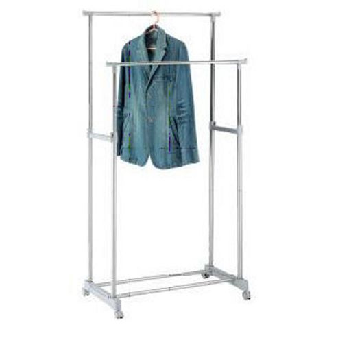 Image of Tweddle - Metal Double Clothes Rail / Wardrobe - Silver