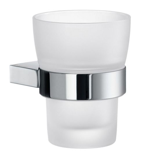 Image of Smedbo Air Holder In Polished Chrome With Frosted Glass Tumbler