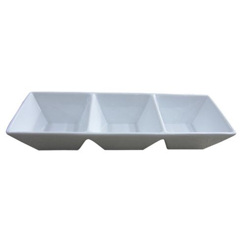 Image of Tesco Super White Porcelain Three Part Dip Dish