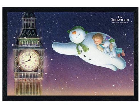 Image of Black Wooden Framed The Snowman & The Snowdog Big Ben Poster