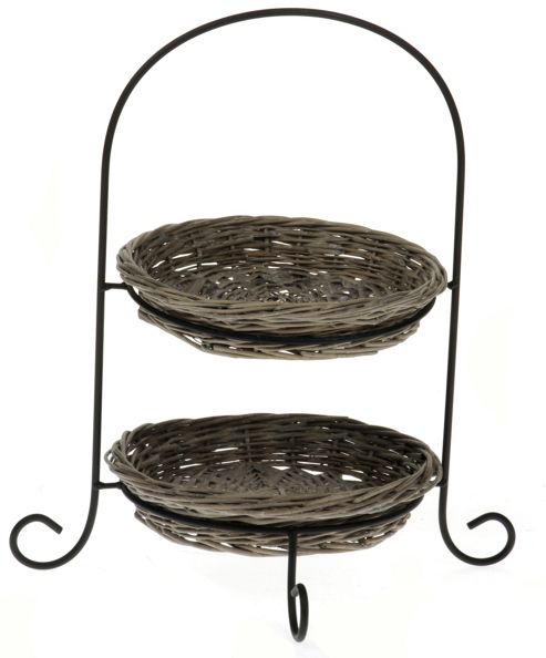 Image of Wicker Valley 26cm Cake Stand In Grey (set Of 2)