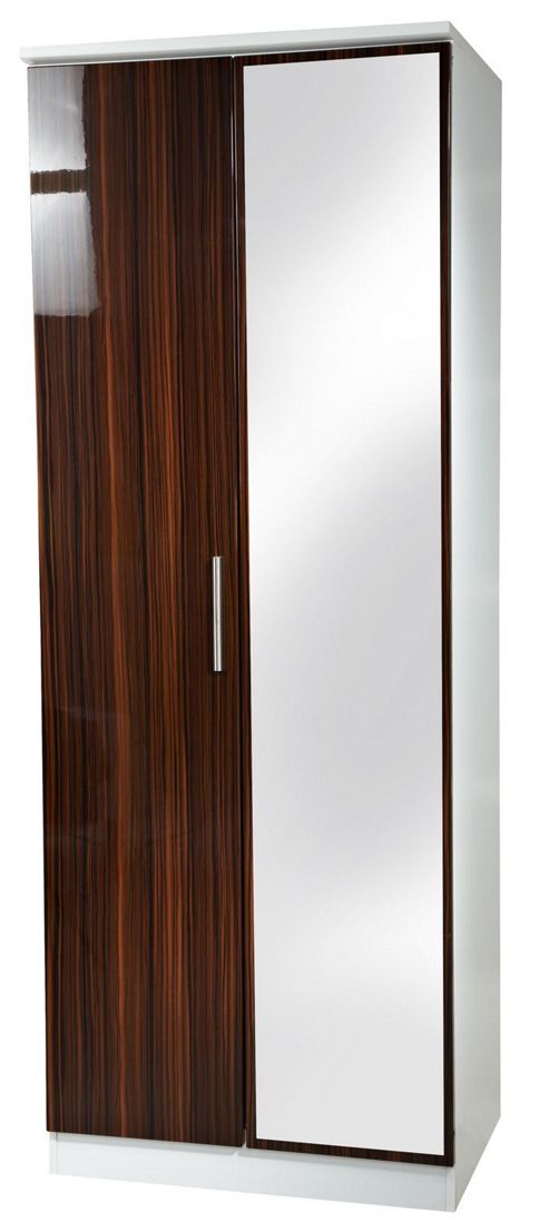 Image of Welcome Furniture Knightsbridge Tall Wardrobe With Mirror - Ebony - Oak