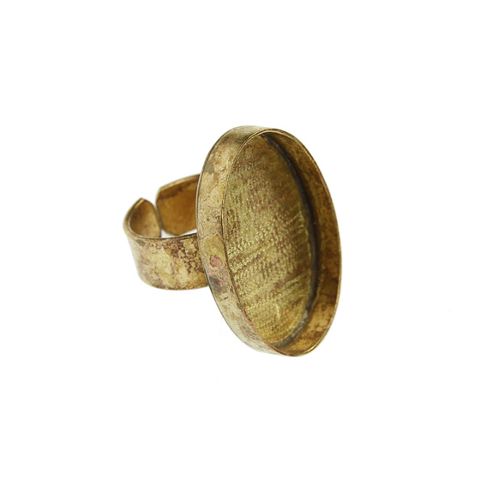 Image of Bezel Handmade Ring Oval Antique Brass