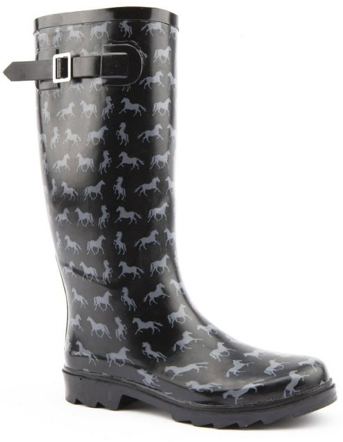 Image of Brantano Ladies Beauty Horse Black Wellington Boots - Black