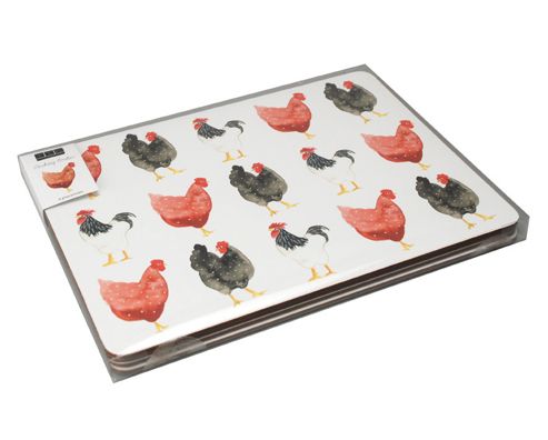 Image of Pecking Order Hen Design Placemats, Set Of 4