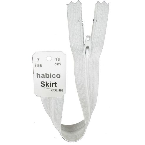 Image of Skirt Zip - 18cm - White
