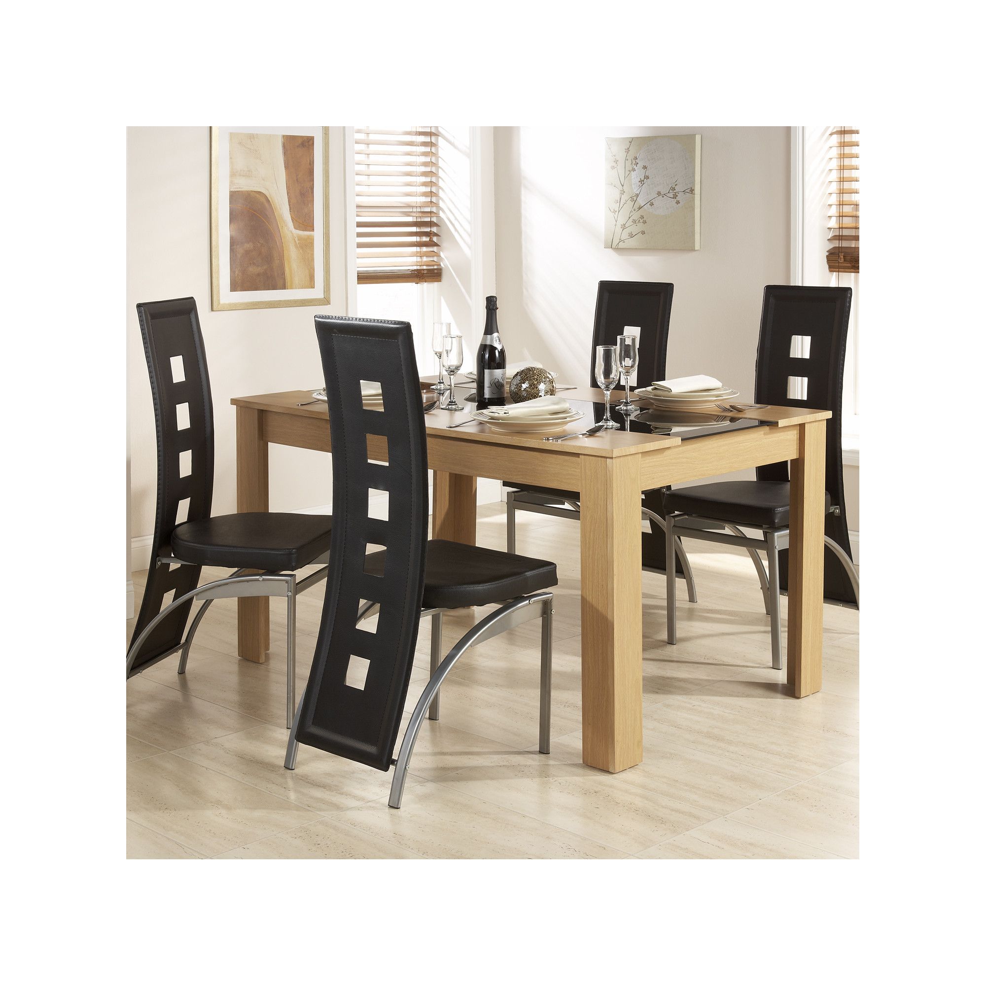 Elements Hudson 5 Piece Dining Set - Oak/Black at Tesco Direct