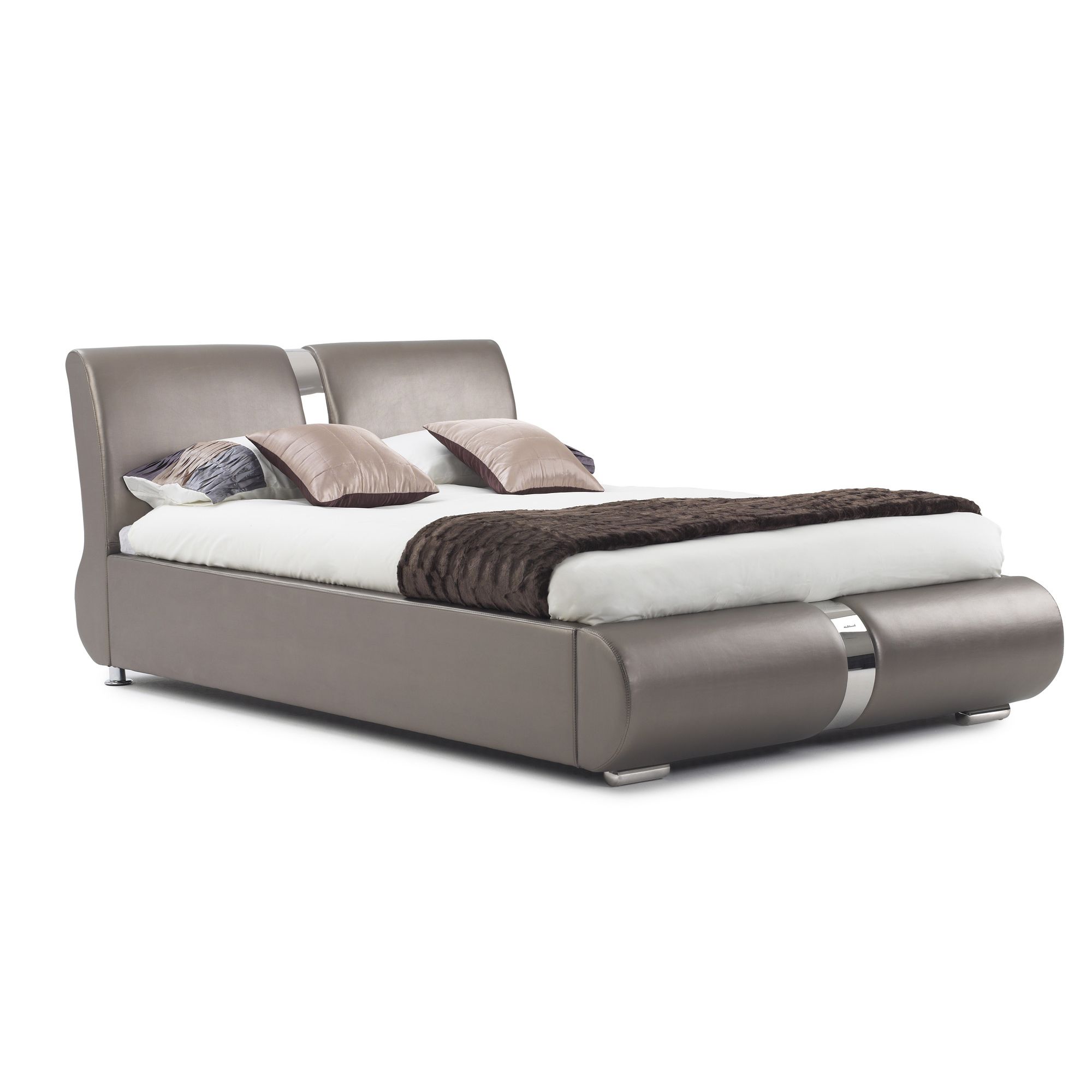 Frank Bosworth Milan Leather Bed - Gold - King at Tesco Direct