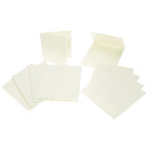 Image of Handmade Recycled Small Square Cards And Envelopes Approx 7cm X 7cm, 210gsm, Pack Of Five
