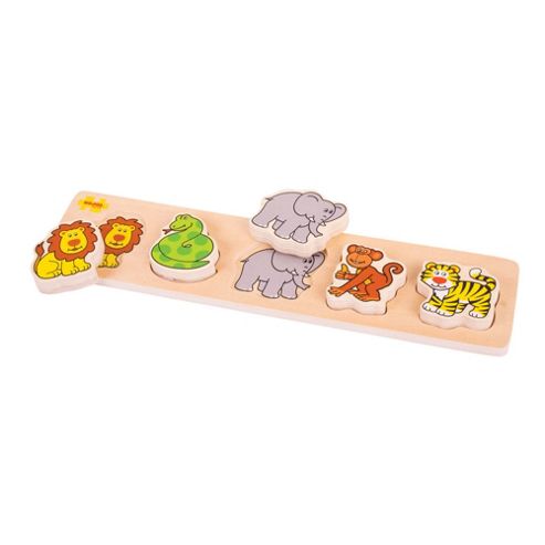 Image of Bigjigs Toys Bb015 Chunky Lift And Match Safari Puzzle