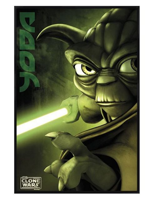 Image of Star Wars Clone Wars Gloss Black Framed Yoda Poster