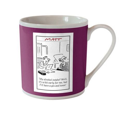 Image of Matt (the Telegraph) Burgundy Cartoon Mug, Drink