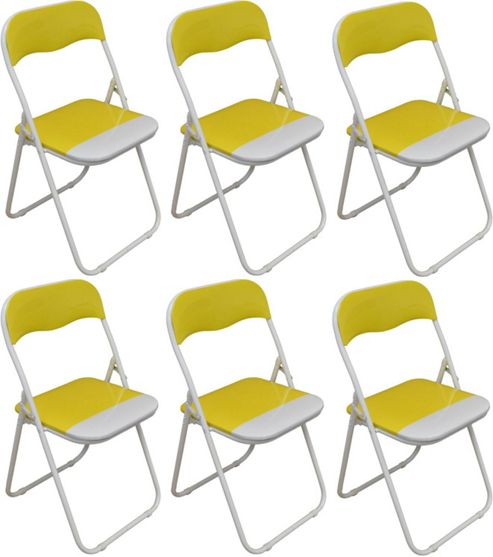 Image of 6 X Yellow And White Padded Folding Chair - Great For, Office, Desk, Poker