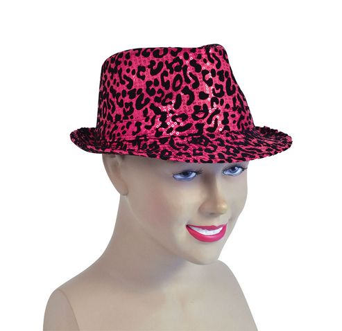Image of Sequin Fancy Fedora Black/pink