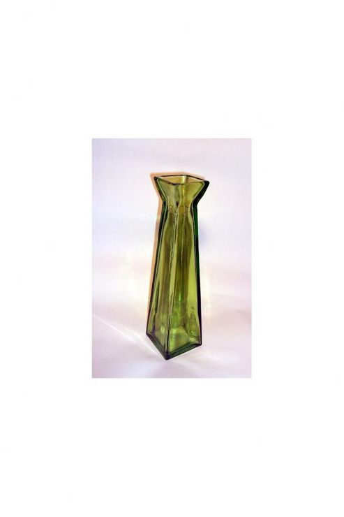 Image of San Miguel Coloured Glass 45cm Pyramid Vase In Green