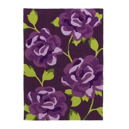 Image of Think Rugs Hong Kong Purple Tufted Floral Rug - 150 Cm X 230 Cm (4 Ft 11 In X 7 Ft 6 In)