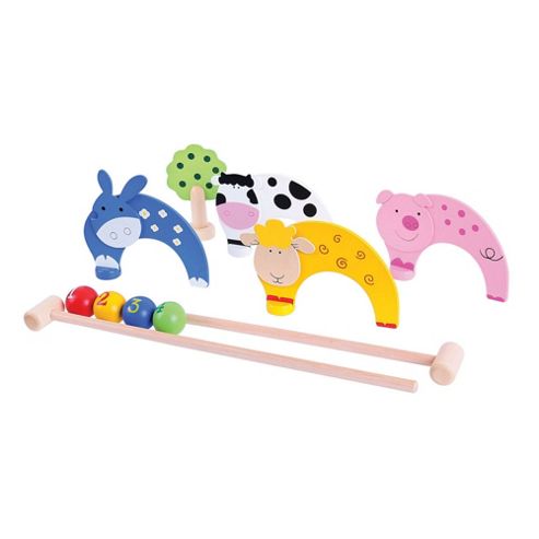 Image of Bigjigs Toys Bj122 Farm Animal Carpet Croquet