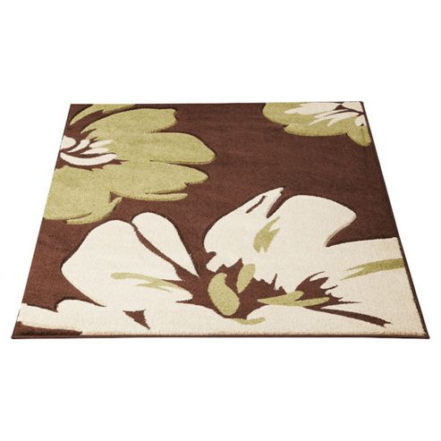 Image of Ultimate Rug Co Rapello Amazone Chocolate / Green Contemporary Rug - 75cm X 150cm