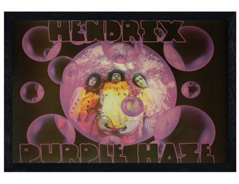 Image of Black Wooden Framed Jimi Hendrix Purple Haze Poster