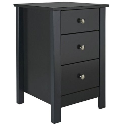 Image of Valufurniture Florence Black 3 Drawer Bedside Table