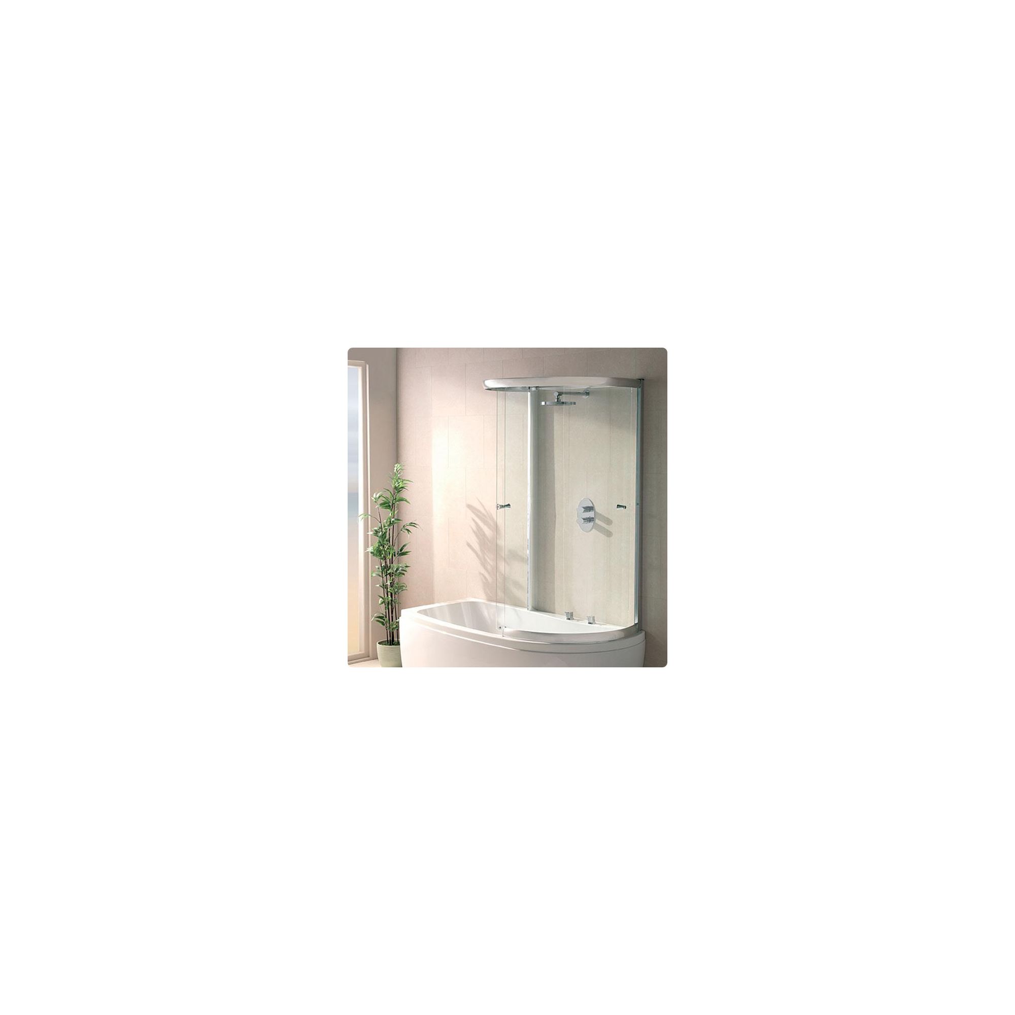 Duchy SOPHIA Curved Showerbath Bath Panel with Extending Sliding Door inside Enclosure Style Frame RIGHT HANDED with Silver Profile at Tesco Direct