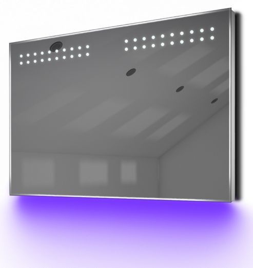Image of Bathroom Shaver Mirror With Underlighting, Bluetooth, Demist & Sensor K14suaud