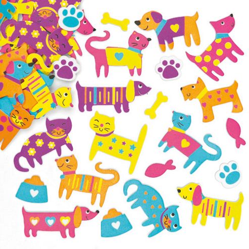 Image of Funky Cat & Dog Foam Stickers (pack Of 100)