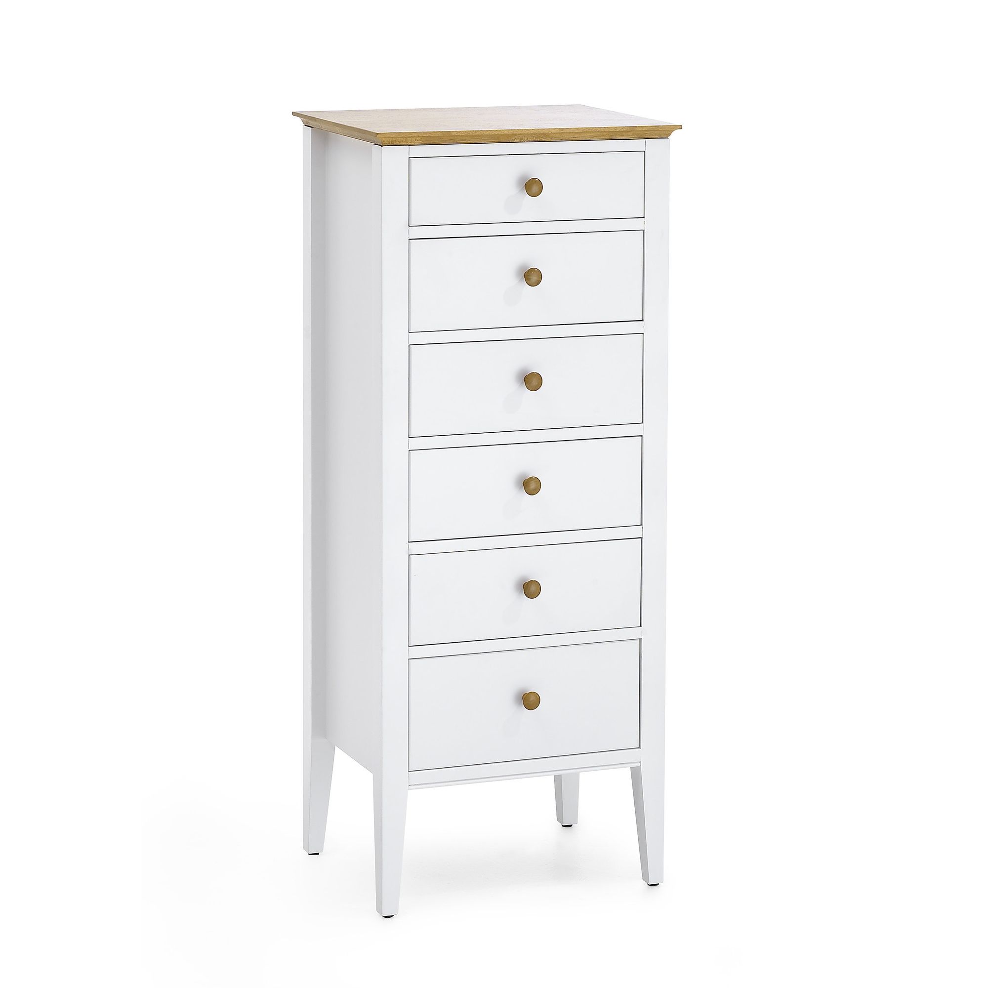 Serene Furnishings Grace 6 Drawer Wellington Tallboy Chest - Golden Cherry with Opal White at Tesco Direct
