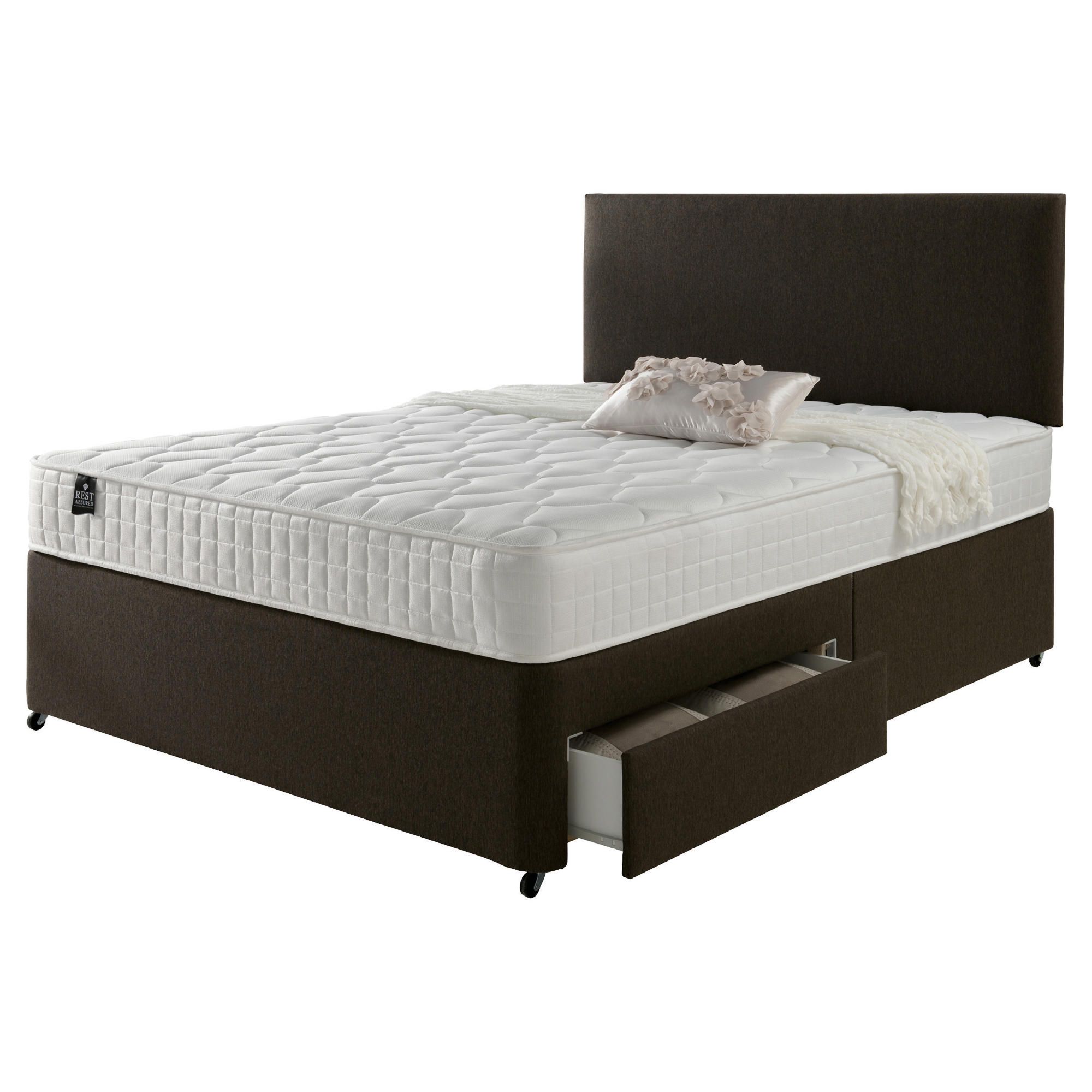Rest Assured Classic 4 Drawer Double Divan and Headboard Chestnut at Tesco Direct