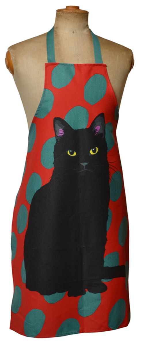 Image of Leslie Gerry Black Cat Design Full Apron