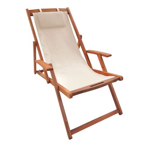 Image of Bentley Garden Wooden Deck Chair - Cream
