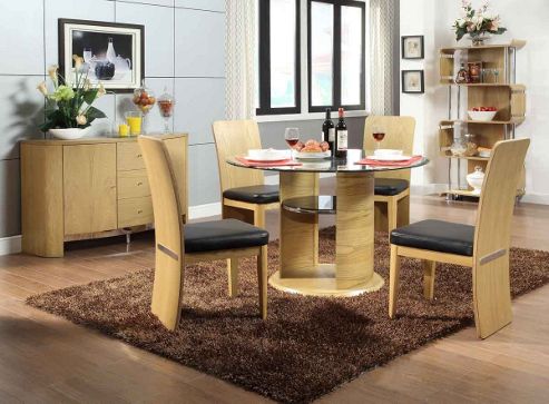 Image of Jual Jf603 Oak Dining Table 4 Chairs And Sideboard