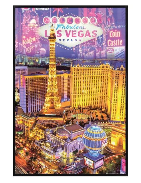 Image of Gloss Black Framed Las Vegas Collage Poster