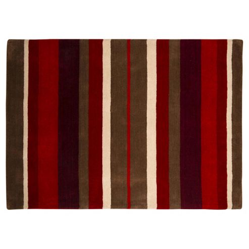 Image of Wool Stripe Rug 100 X 150cm, Red