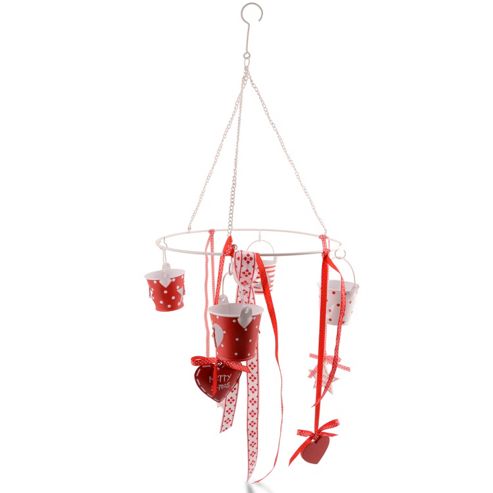 Image of Hanging Mobile Style Christmas Advent Tealight Holder With Ribbon Detail