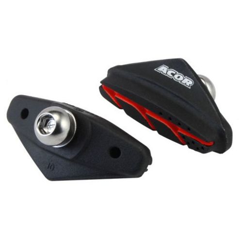 Image of Acor Grooved Caliper Brake Pads, Black/red