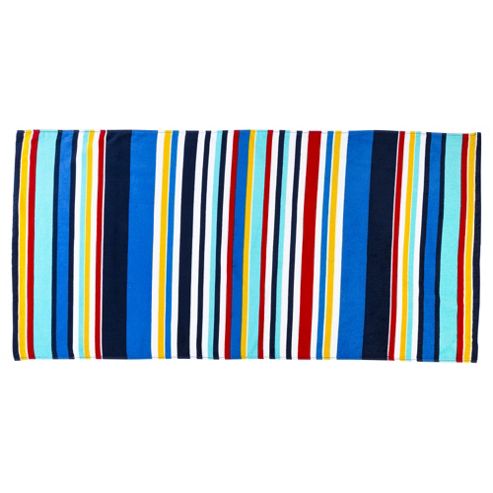 Image of Tesco Blue Stripe Beach Towel