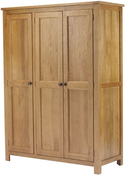 Image of Canterbury Solid Oak And Pine 3 Door Wardrobe