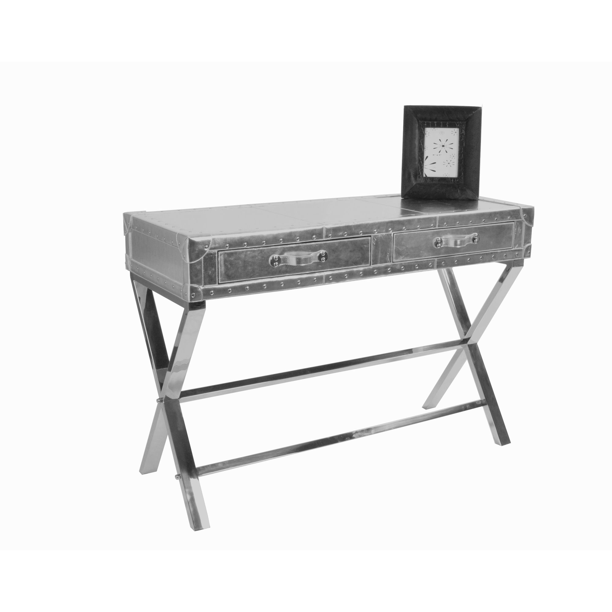 Jadeed Interiors Leather Desk in Metallic Silver at Tesco Direct