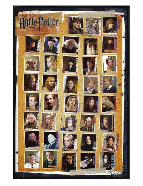Image of Gloss Black Framed Harry Potter Character Montage Poster